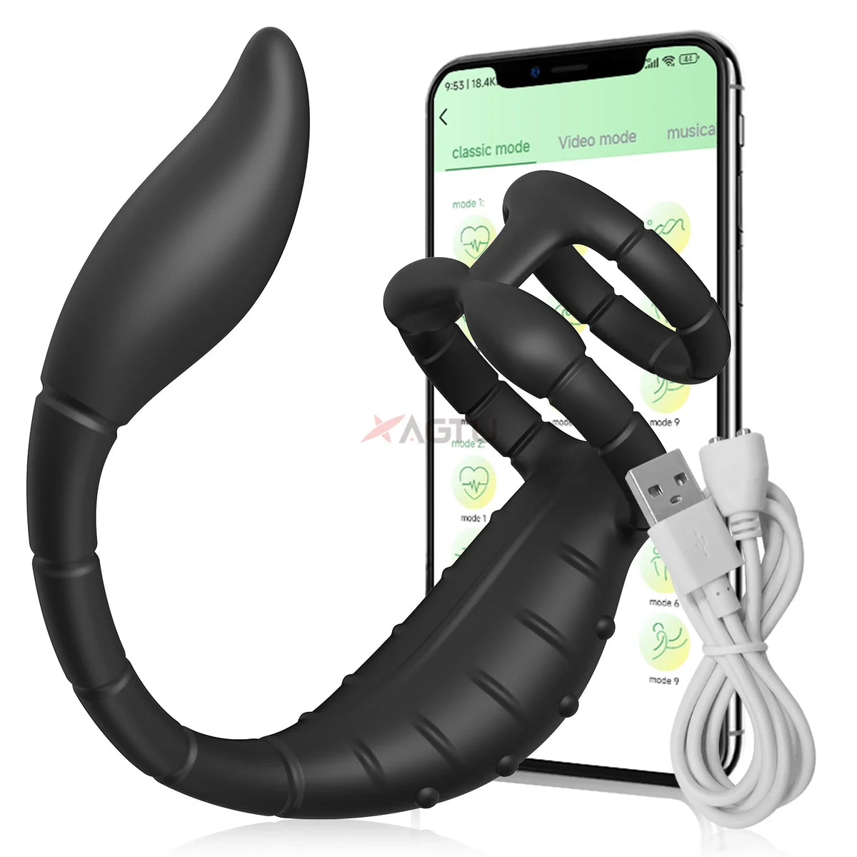 Penis Ring Cock Rings App Control Vibrator for Men Prostate Massager Dual Anal Vibrating Butt Plug  Anal Sex Toy for Men