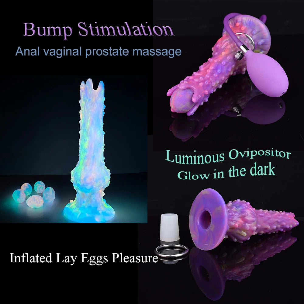 YOCY Inflatable Ovipositor DIY Vaginal Butt Balls Pneumatic Egg Laying Anal Plug Silicone Knot Dildo Female Masturbator Sex Toys