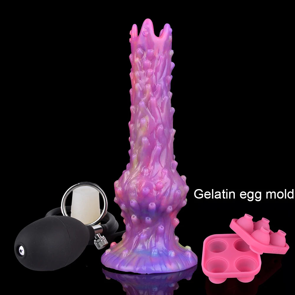 YOCY Inflatable Ovipositor DIY Vaginal Butt Balls Pneumatic Egg Laying Anal Plug Silicone Knot Dildo Female Masturbator Sex Toys