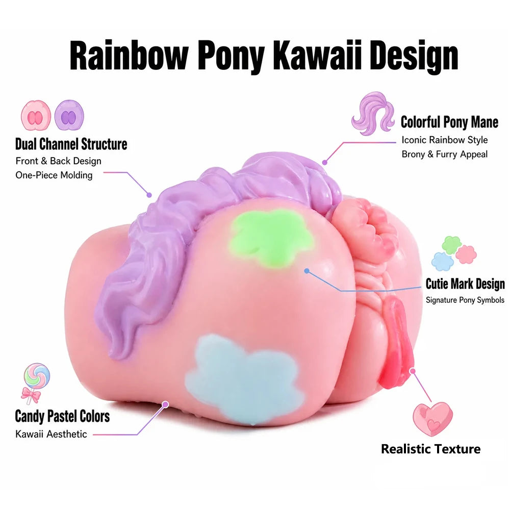 GEEBA Anime Furry Horse Male Masturbator Dual Channel Realistic Vagina Anus Sex Toys for Men Silicone Pocket Pussy Adult Onahole