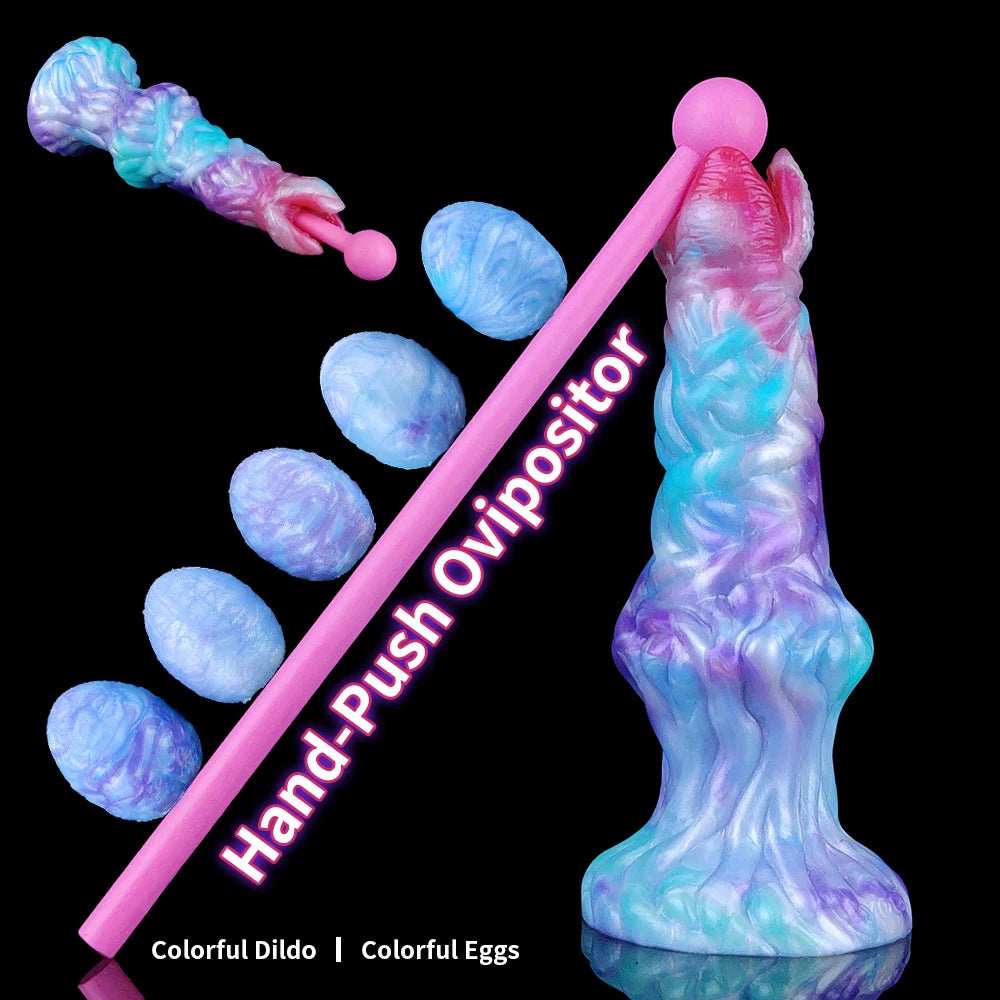 YOCY Silicone Ovipositor Dildo Colorful Lay Eggs Fantasy Anal Plug Vaginal Anus Stimulator Sex Toy For Women Men