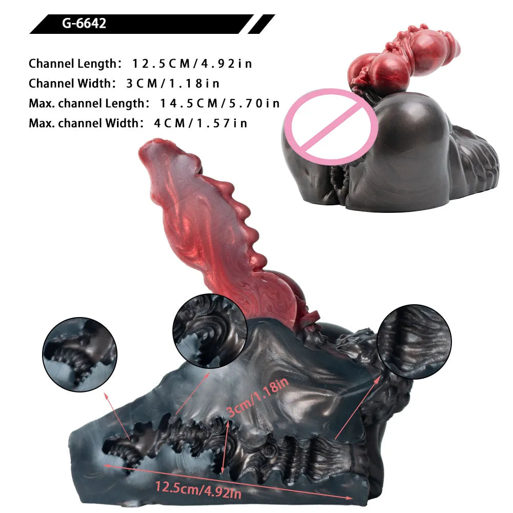 GEEBA Realistic Black Red Monster Male Stroker Cup 현실적인  Textured Demon Scale Vagina Pocket Pussy Adult Onahole Sex Toy for Men
