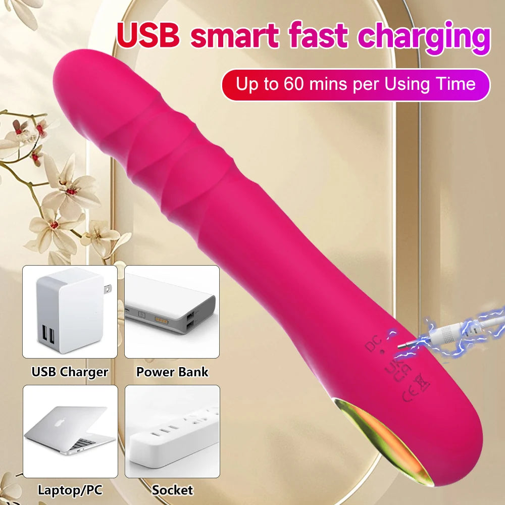 Thrusting Dildo Vibrator G pot Clitoral Anal Stimulator with 10 Thrusting Vibrating Modes Adult Sex Toy for Women Couples