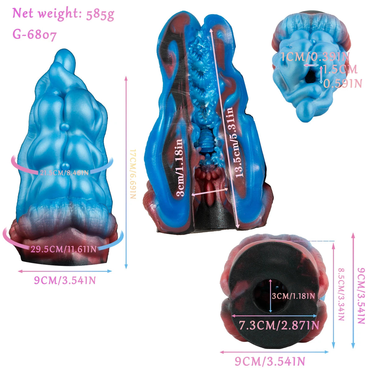 GEEBA Realistic Animal Dick Design Male Masturbator Ultra-Soft Silicone Pocket Pussy Men's Stroker Adult18+ Onahole Sex Products