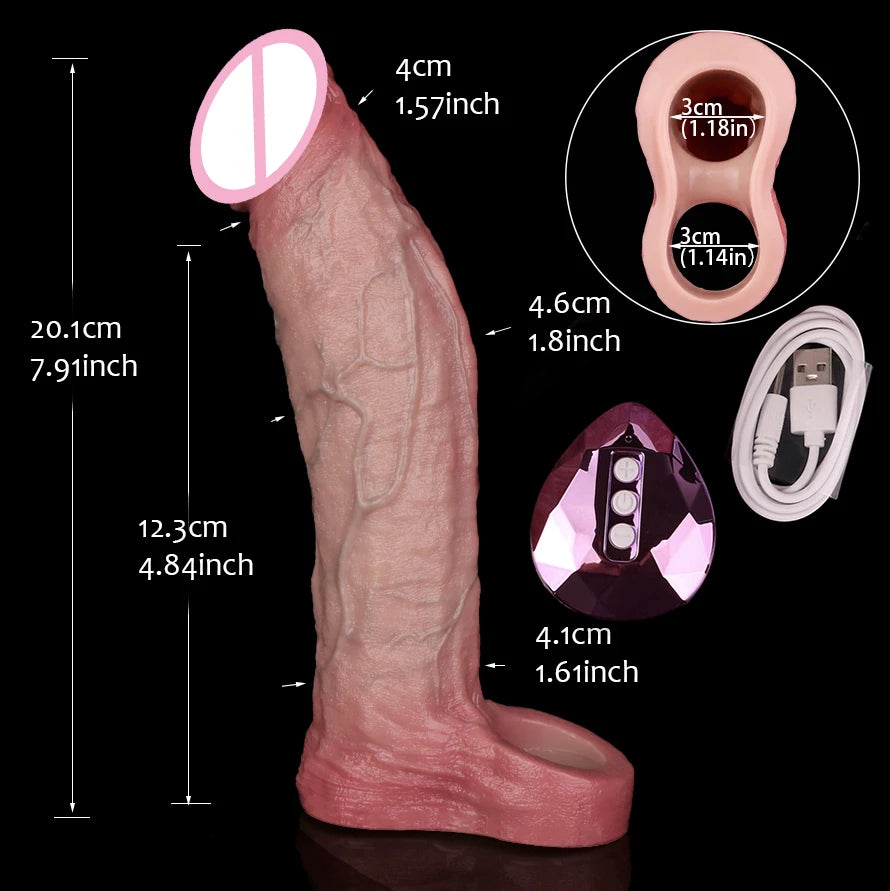 FAAK Remote Control Vibrating Silicone Cock Sleeve 2 Sizes Penis Extender Fantasy Hollow Horse dildo Vibrator Adult Sex Toys