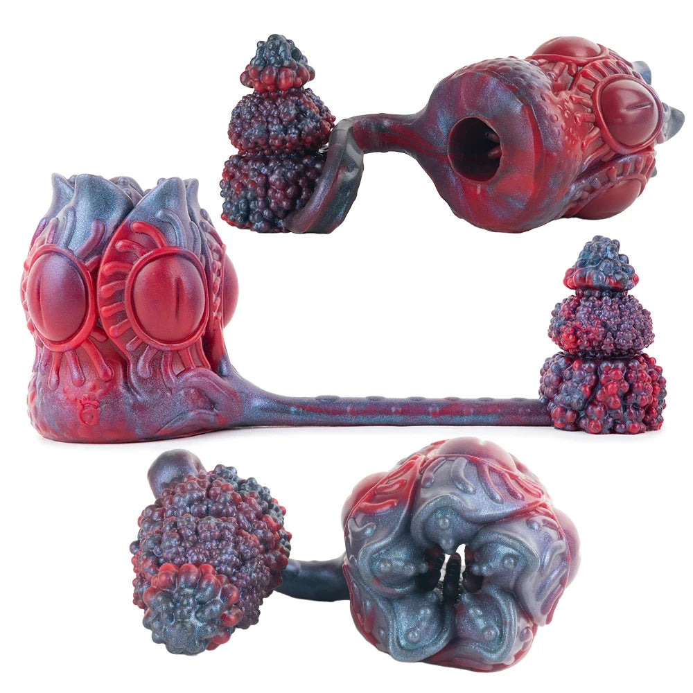 GEEBA Fantasy Multi Eyed Texture Male Masturbator Linked Tail Sex Toys for Men Soft Silicone Pocket Pussy Monster Men's Stroker
