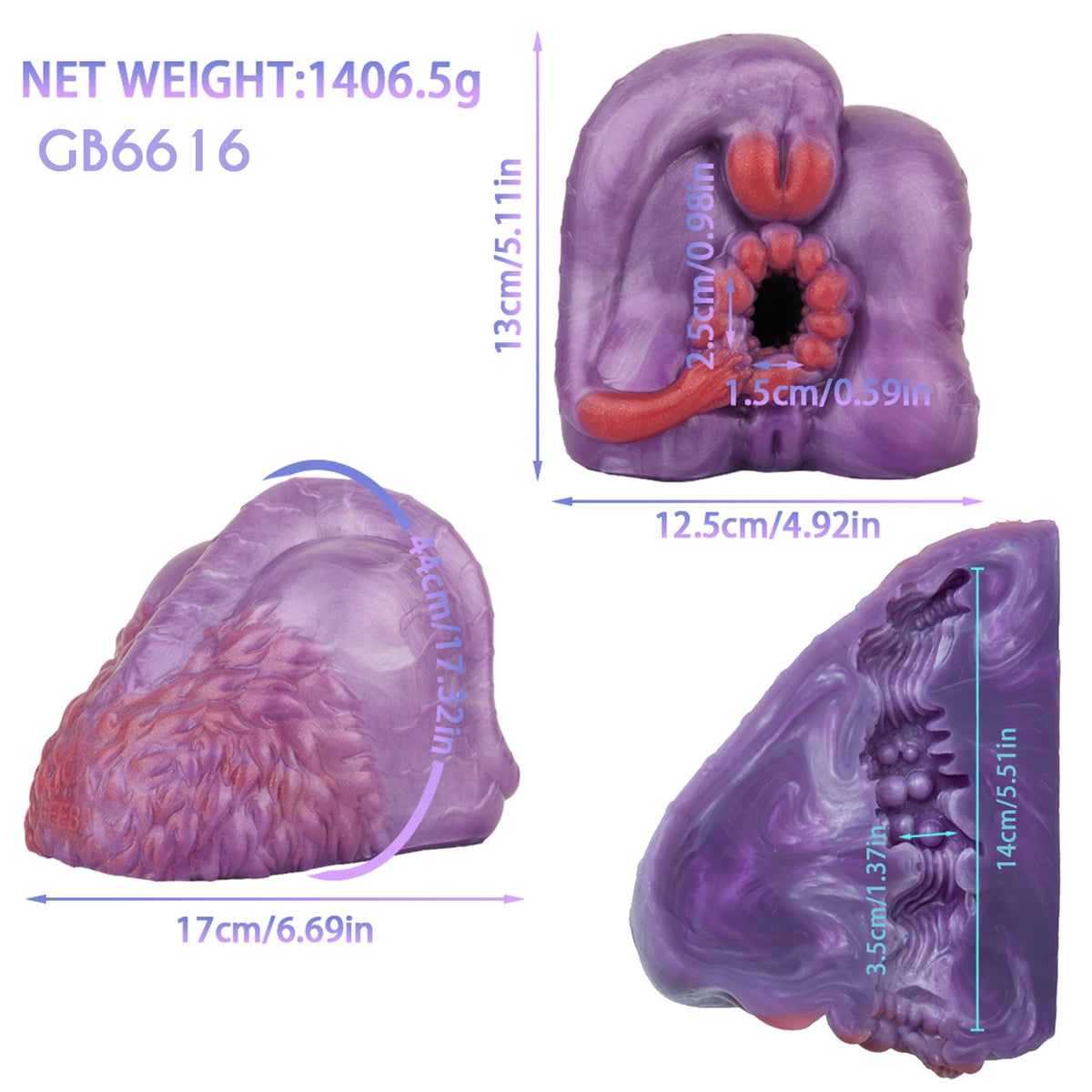 GEEBA Fantasy Monster Dildo 2 in 1 Male Masturbator Futa Dragon Pocket Pussy Onahole Artificial Vagina Anal Plug Sex Toy for Men