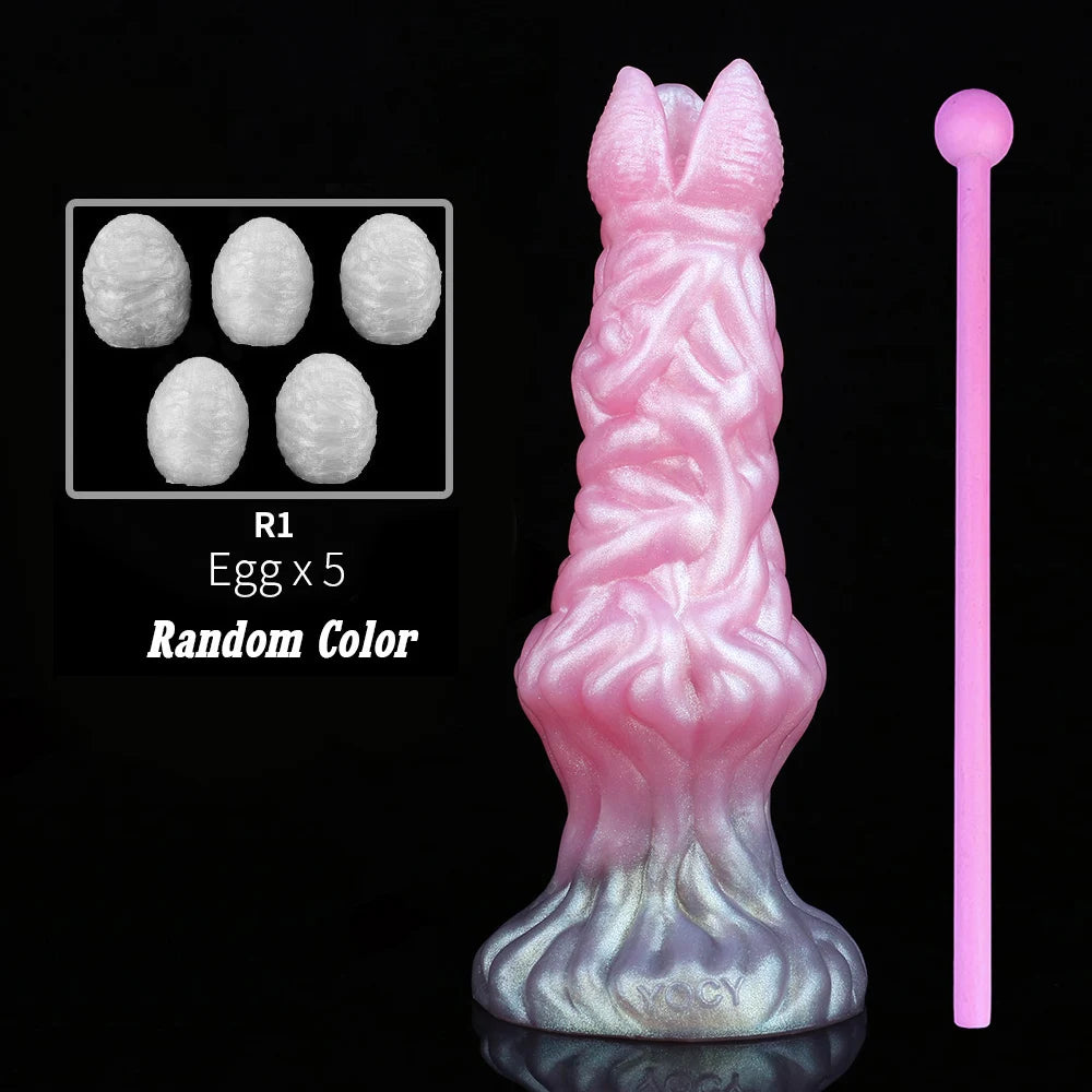 YOCY Silicone Ovipositor Dildo Colorful Lay Eggs Fantasy Anal Plug Vaginal Anus Stimulator Sex Toy For Women Men