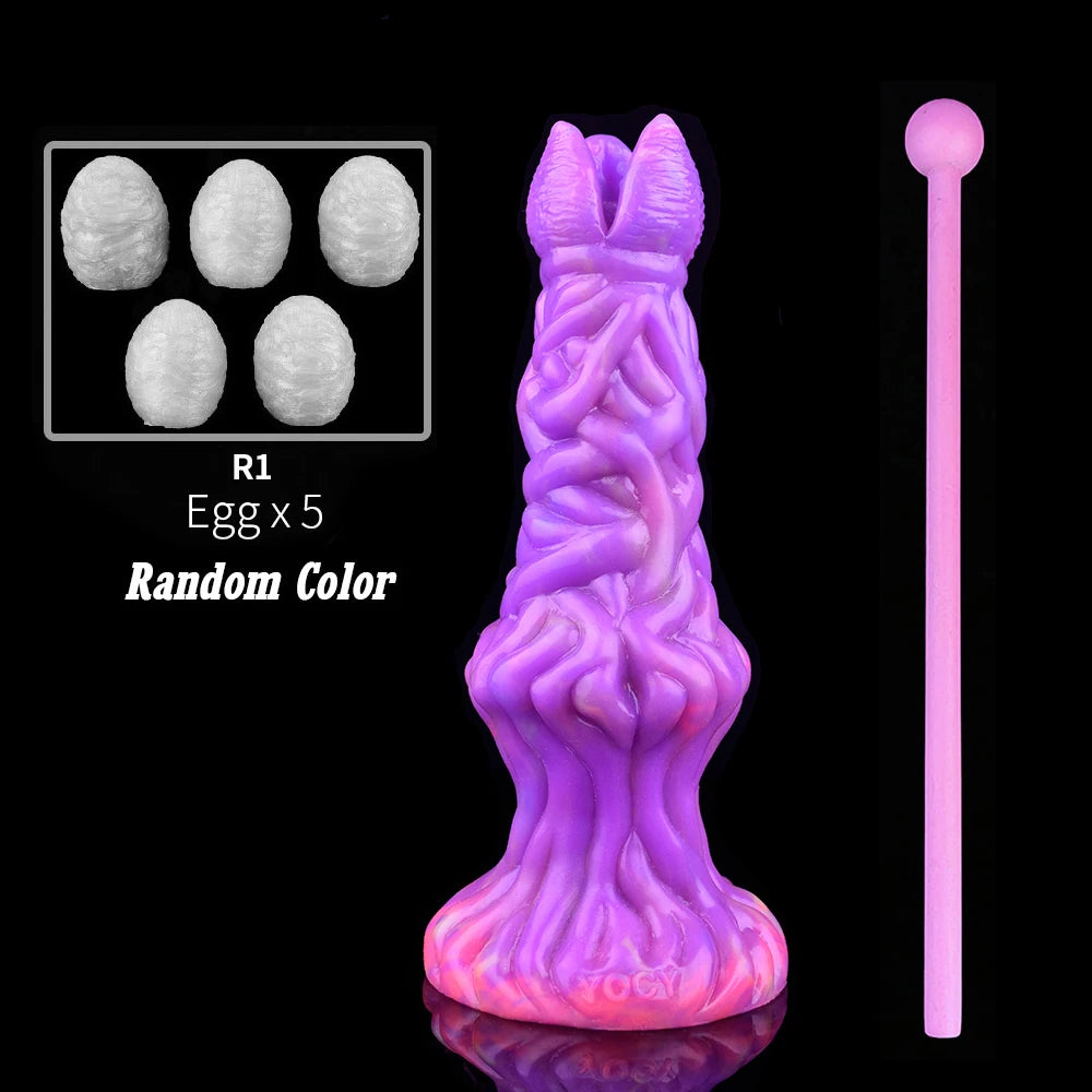 YOCY Silicone Ovipositor Dildo Colorful Lay Eggs Fantasy Anal Plug Vaginal Anus Stimulator Sex Toy For Women Men