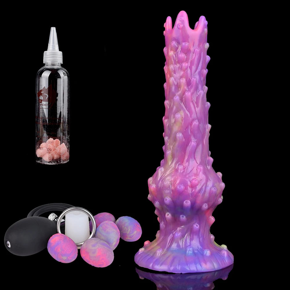 YOCY Inflatable Ovipositor DIY Vaginal Butt Balls Pneumatic Egg Laying Anal Plug Silicone Knot Dildo Female Masturbator Sex Toys