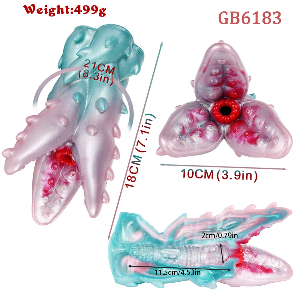 GEEBA 1.16lb Alien Monster Male Masturbator Soft Silicone Pocket Pussy Textured Sleeve Adult Sex Toys for Men Reusable Onahole