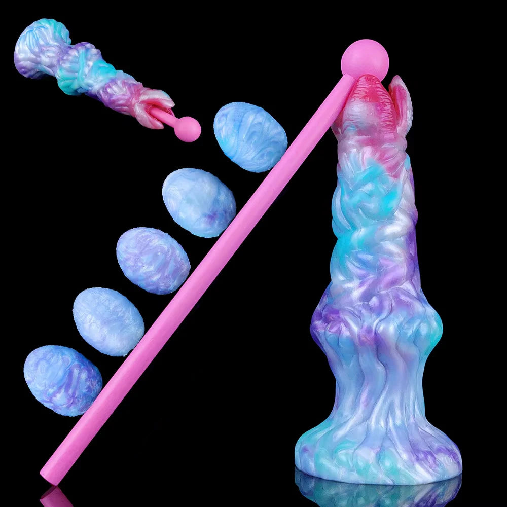 YOCY Silicone Ovipositor Dildo Colorful Lay Eggs Fantasy Anal Plug Vaginal Anus Stimulator Sex Toy For Women Men
