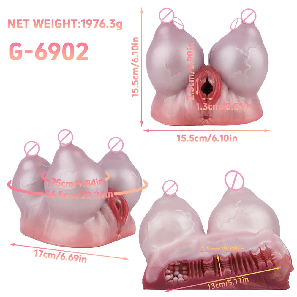 GEEBA Male Masturbator Unique Quad-Breast Alien Design Soft Silicone Pocket Pussy Realistic Texture Adult Onshole Men's Stroker