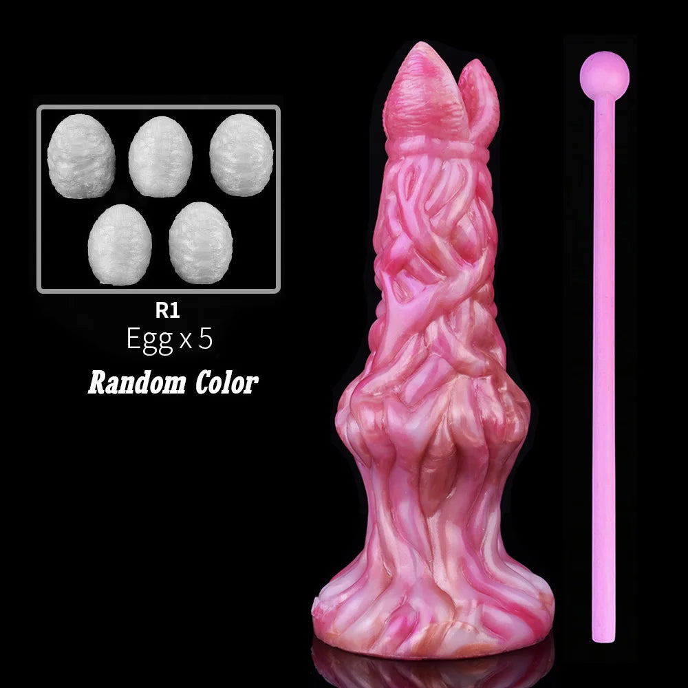 YOCY Silicone Ovipositor Dildo Colorful Lay Eggs Fantasy Anal Plug Vaginal Anus Stimulator Sex Toy For Women Men