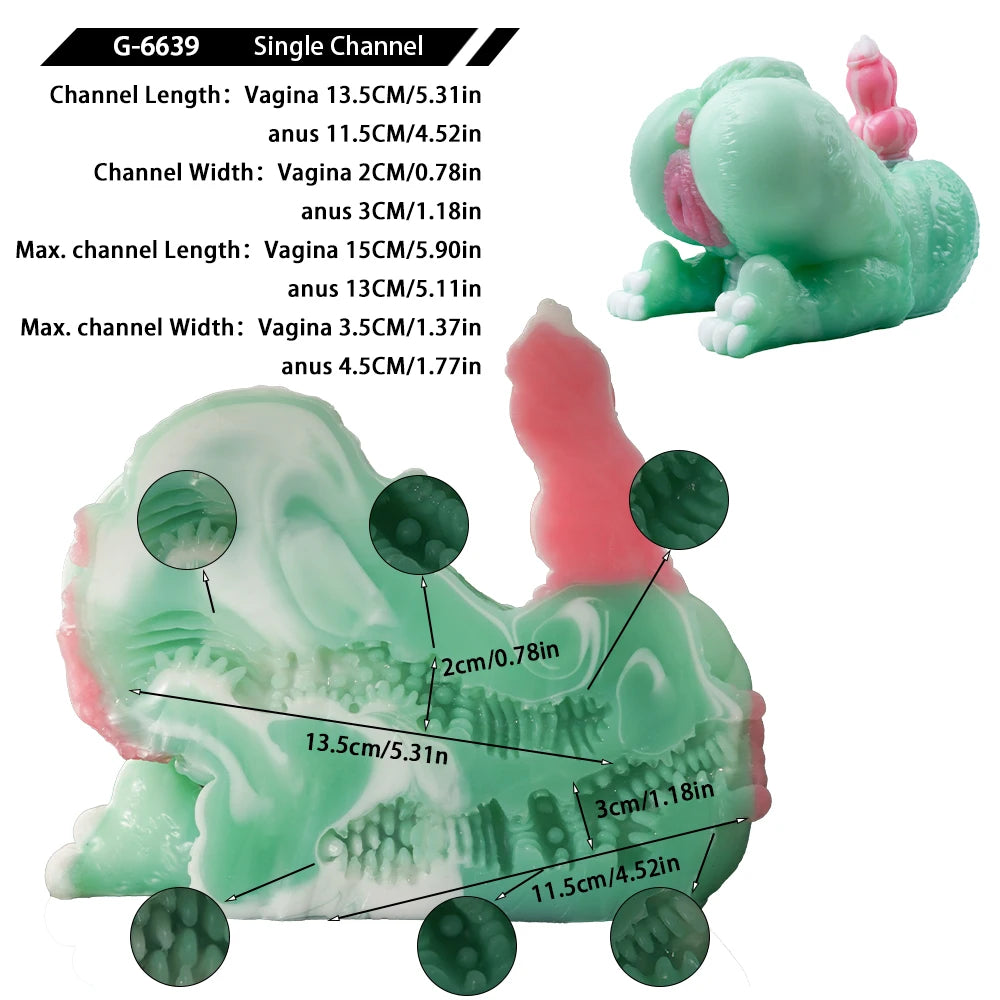 GEEBA Fantasy Monster Silicone Male Masturbator With 3.34in Dildo Dual Hole Pocket Pussy Adult Onahole Realistic Adult Sex Toys