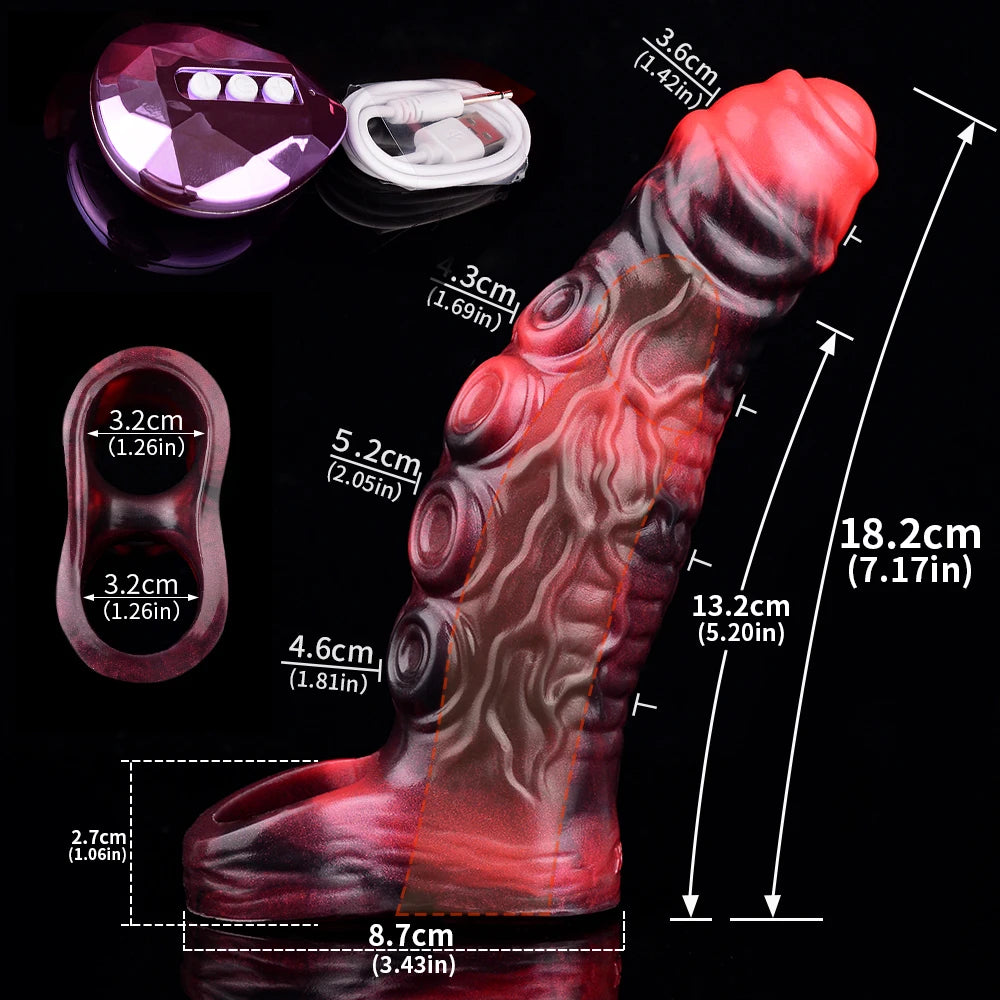 FAAK Remote Control Vibrating Silicone Cock Sleeve 2 Sizes Penis Extender Fantasy Hollow Horse dildo Vibrator Adult Sex Toys