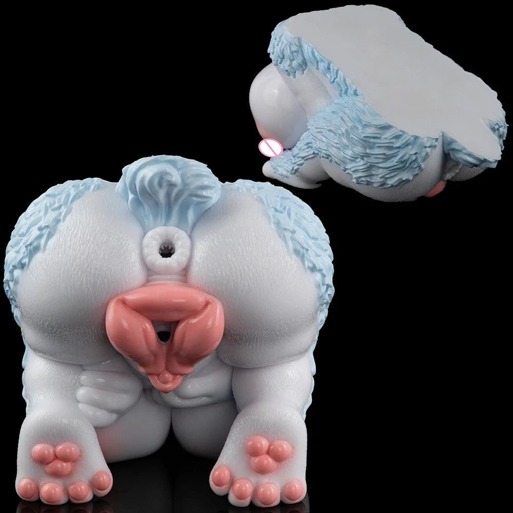 GEEBA Realistic Vagina Anal Male Masturbator Dual Hole Tight Ribbed Internal Structure Onahole Furry Silicone Sex Toys For Men