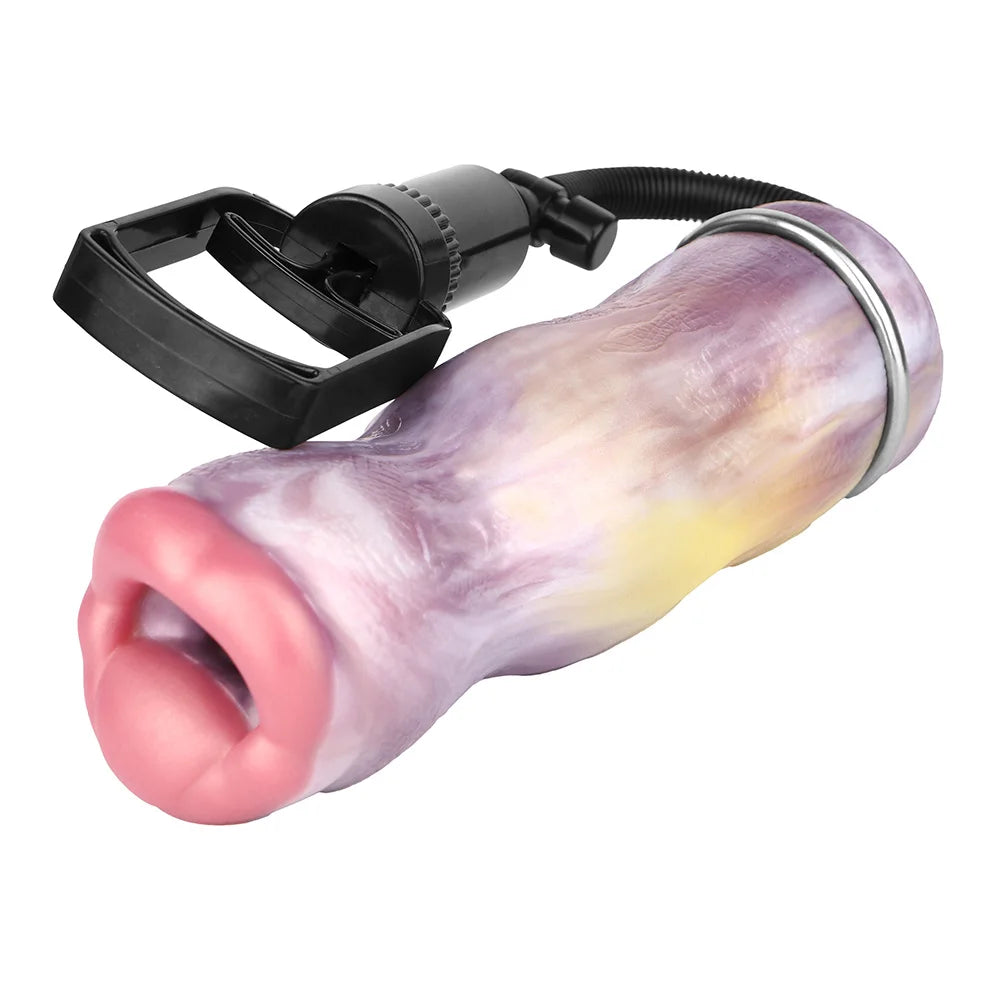 GEEBA Fantasy Silicone Male Masturbator Realistic Vagina Adult Sex Toys with Manual Penis Pump Animal Pocket Pussy Man Stroker