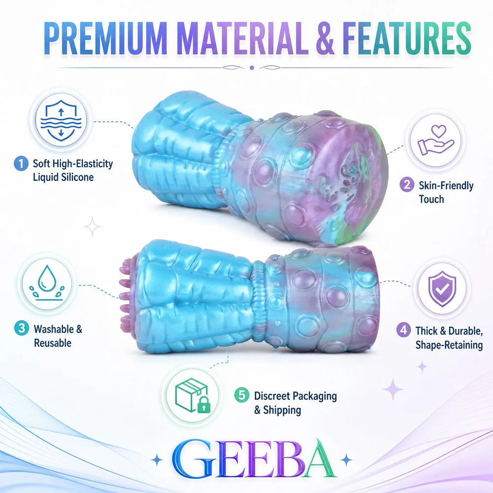 GEEBA 1.16lb Alien Monster Male Masturbator Soft Silicone Pocket Pussy Textured Sleeve Adult Sex Toys for Men Reusable Onahole