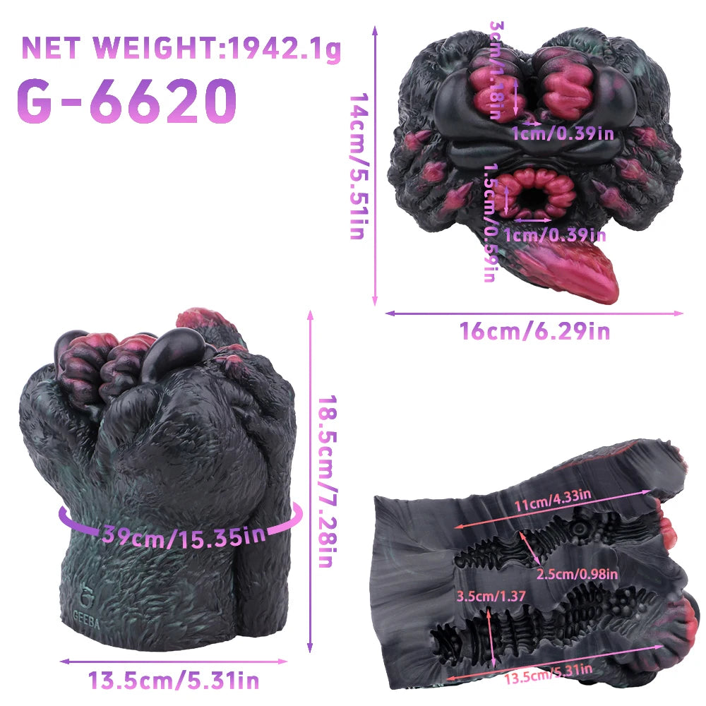 GEEBA Anime Furry Horse Male Masturbator Dual Channel Realistic Vagina Anus Sex Toys for Men Silicone Pocket Pussy Adult Onahole