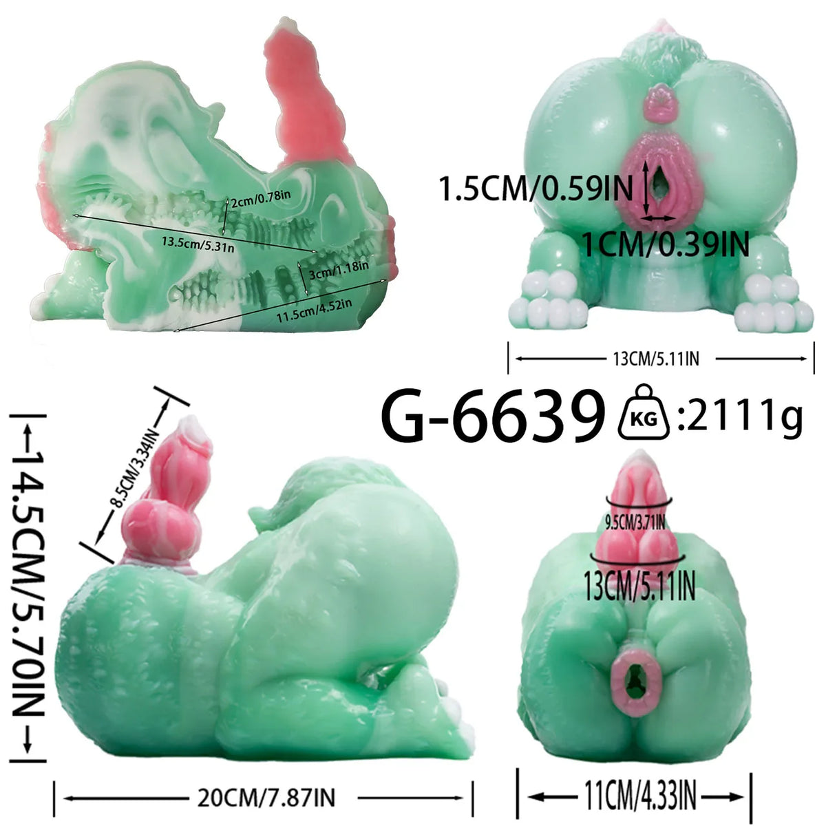 GEEBA Fantasy Monster Silicone Male Masturbator With 3.34in Dildo Dual Hole Pocket Pussy Adult Onahole Realistic Adult Sex Toys