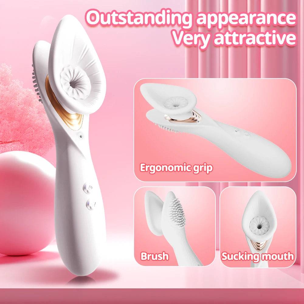 Powerful Oral Sucking Vibrator 2 in 1 Clitoris Nipple Stimualtion Vacuum Sucker Vaginal Orgasm Pleasure Adult Sex Toys for Women