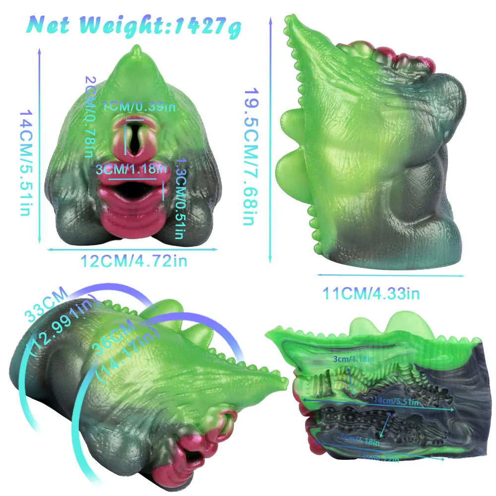GEEBA Fantasy Monster Dildo 2 in 1 Male Masturbator Futa Dragon Pocket Pussy Onahole Artificial Vagina Anal Plug Sex Toy for Men