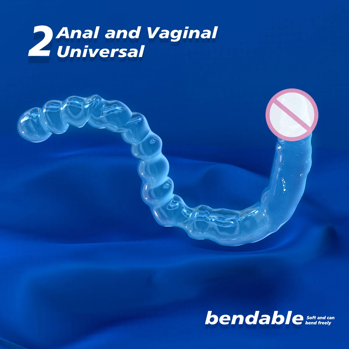 Jelly Blue Dildos Penis U Shape Double Head Dildo Soft Silicone Vagina Anus Massager Anal Plug Gay Adult Sex Toys for Women Men