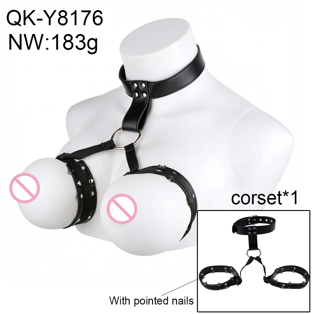 LICKER Chest Harness Belt PU Leather And Webbing Bra Erotic Corset Breast Pleasure Chest Binder Breast Bondage Female Sex Toys