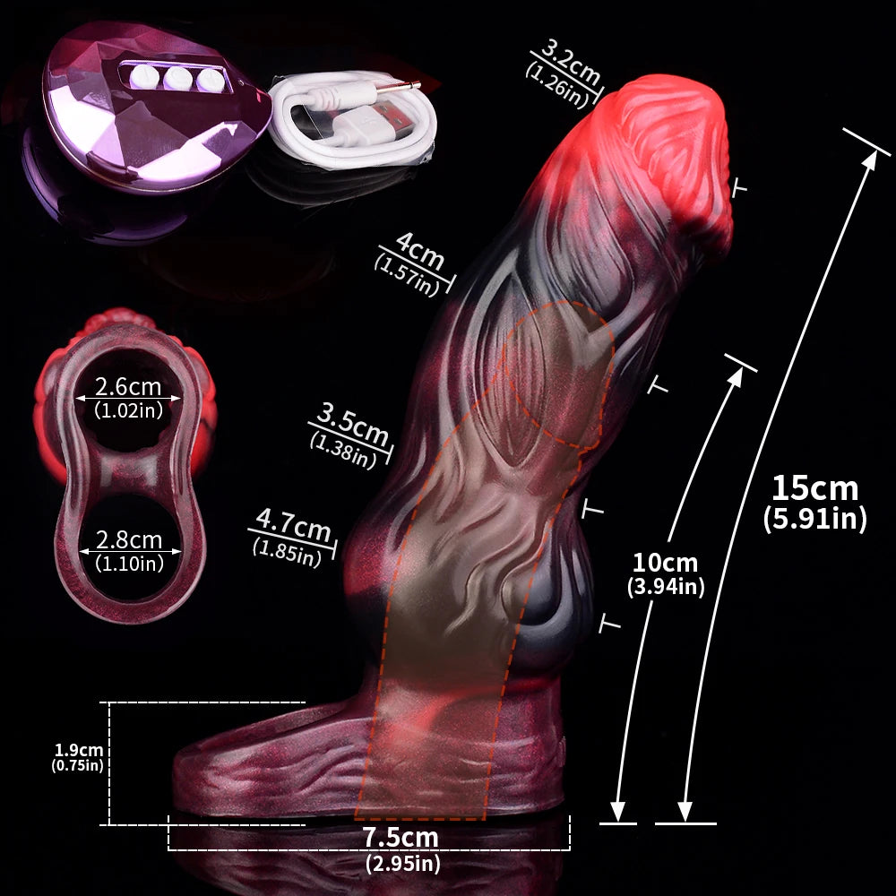 FAAK Remote Control Vibrating Silicone Cock Sleeve 2 Sizes Penis Extender Fantasy Hollow Horse dildo Vibrator Adult Sex Toys