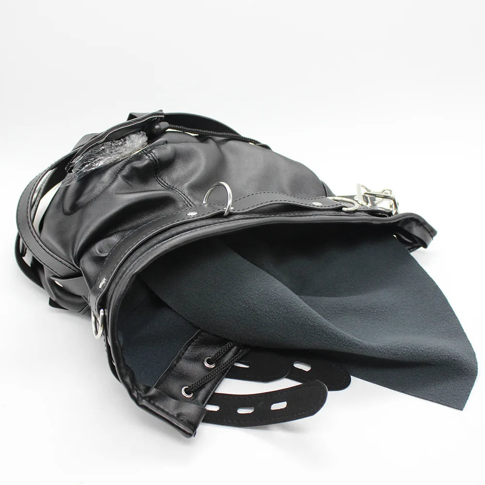Dildo Mouth Gag Hood Headgear BDSM Woman Mouth Ball Bondage Gear Hood Toys Adult SM Slave Sex Games Female Mask Detachable Toys
