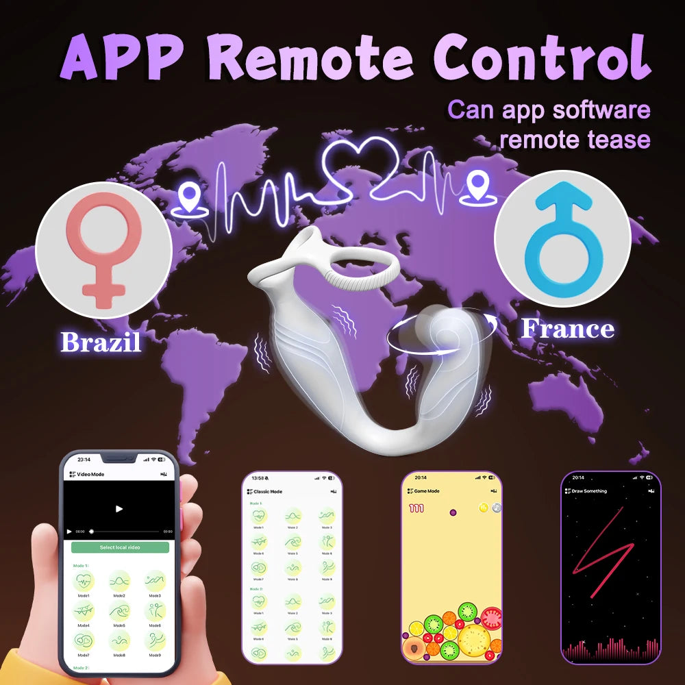 Penis Ring Cock Rings App Control Vibrator for Men Prostate Massager Dual Anal Vibrating Butt Plug  Anal Sex Toy for Men
