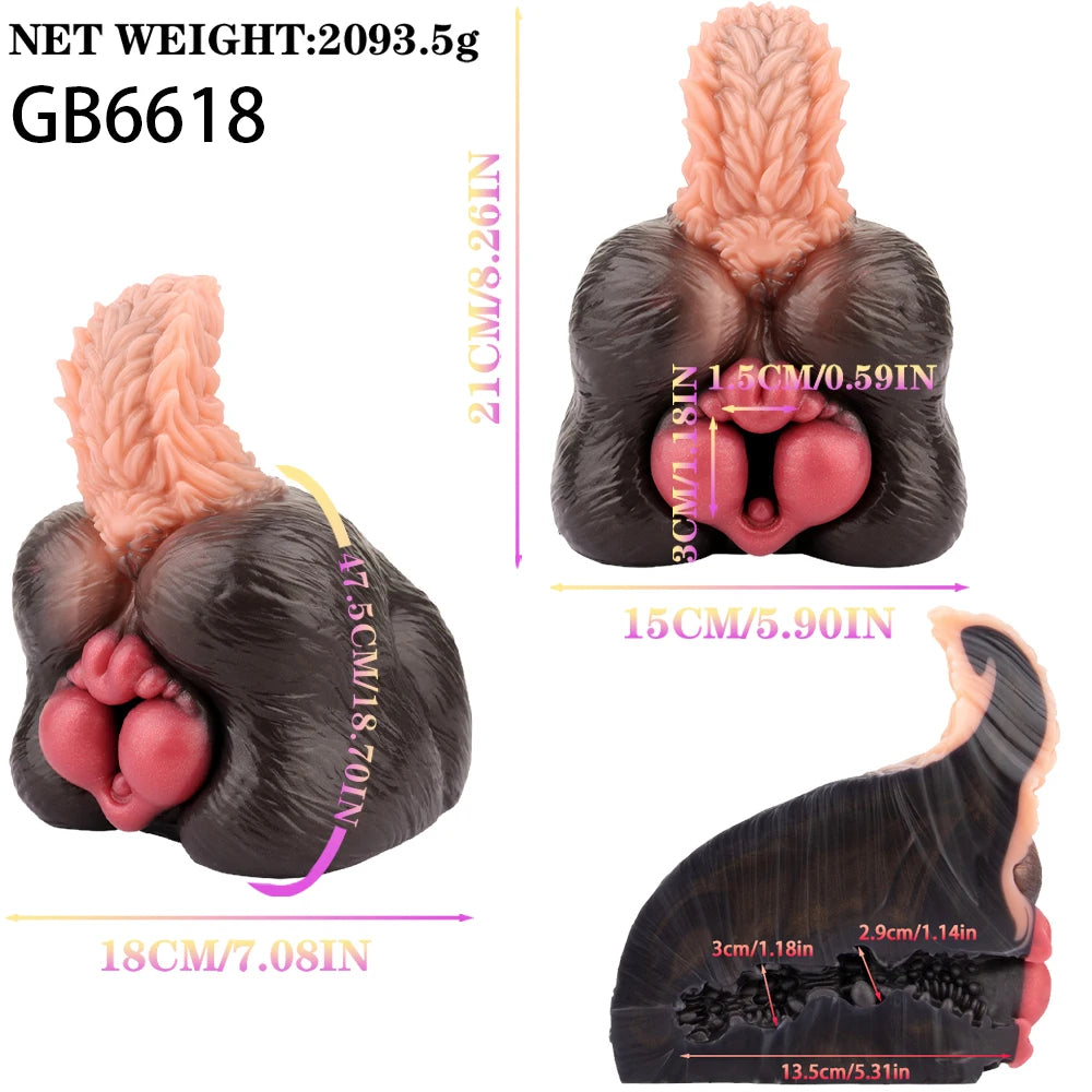 GEEBA Fantasy Monster Silicone Male Masturbator With 3.34in Dildo Dual Hole Pocket Pussy Adult Onahole Realistic Adult Sex Toys