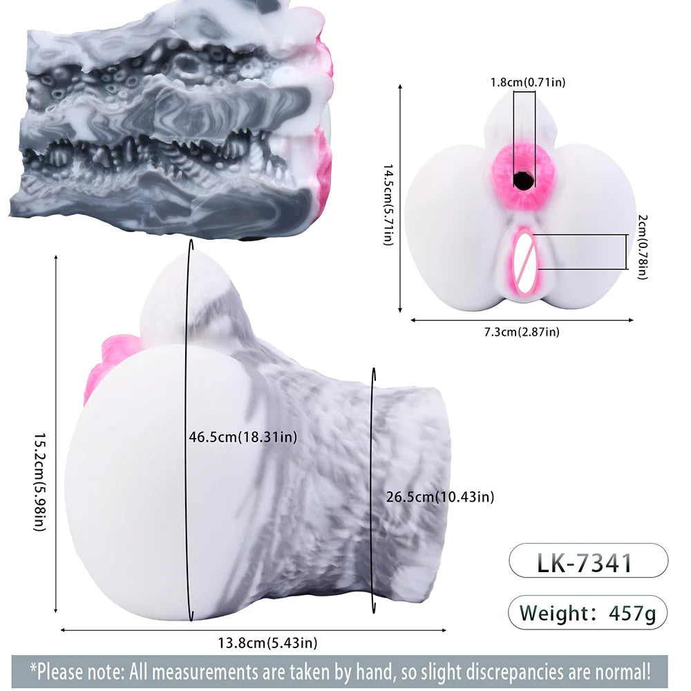 GEEBA Dual Hole Fantasy Monster Male Masturbator Soft Silicone Handheld Male Stroker Pocket Pussy Adult Onahole Adult Sex Toys