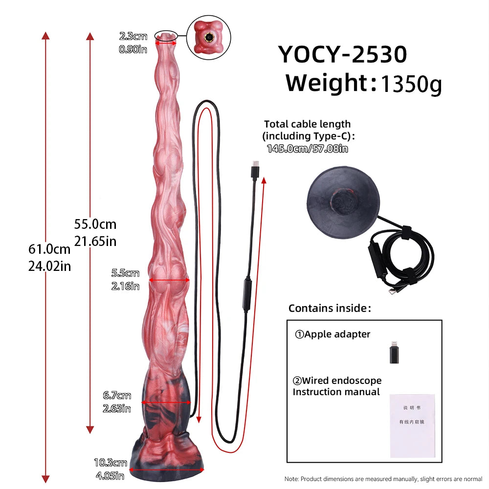 YOCY 24’‘ Knot Anal Whip with 3MP HD endoscope Long Dildo IP68 Waterproof Penis Fantasy Butt Masturbation Silicone Sex Toys