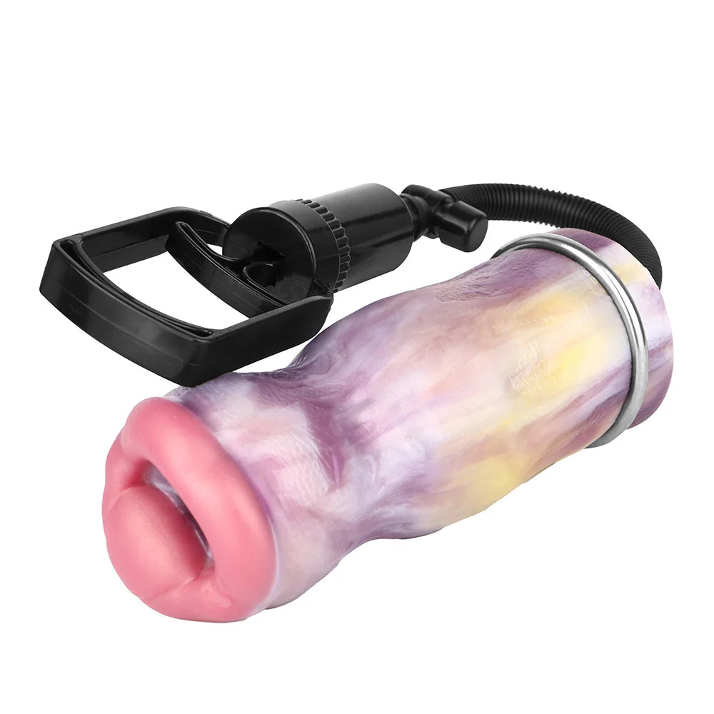 GEEBA Fantasy Silicone Male Masturbator Realistic Vagina Adult Sex Toys with Manual Penis Pump Animal Pocket Pussy Man Stroker