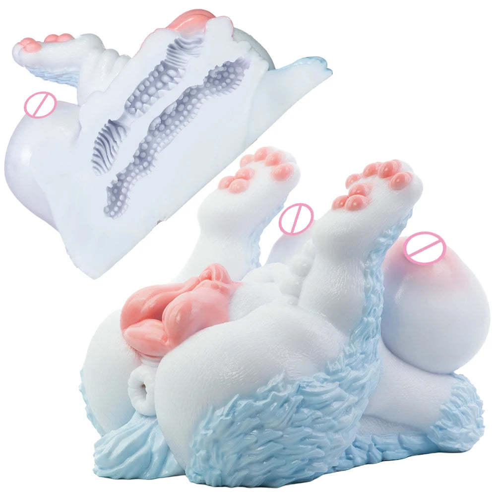 GEEBA Fantasy Furry Monster Masturbator For Men Dual Channel Artificial Vagina Men's Stroker Pocket Pussy Adult Onahole Sex Toys