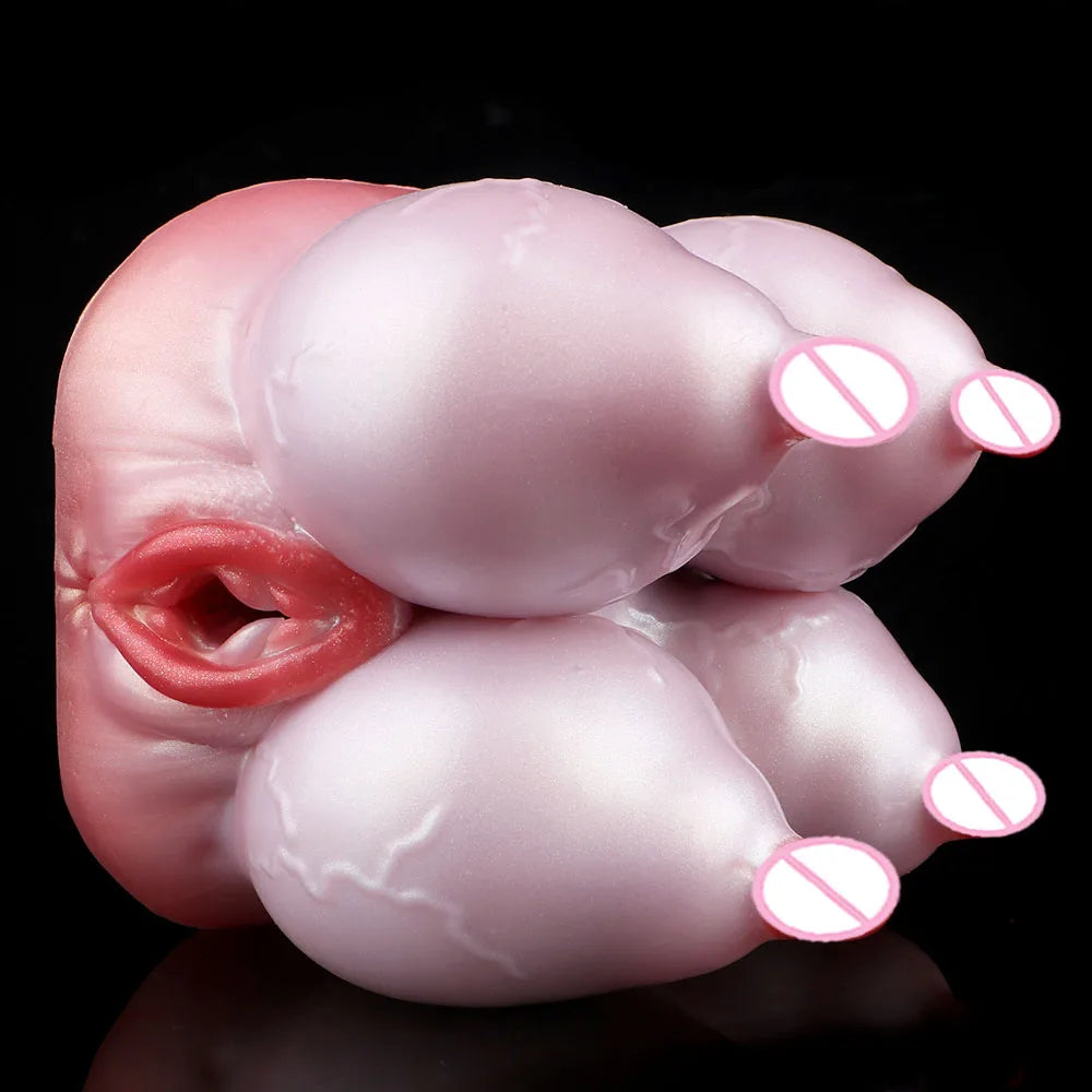 GEEBA Male Masturbator Unique Quad-Breast Alien Design Soft Silicone Pocket Pussy Realistic Texture Adult Onshole Men's Stroker