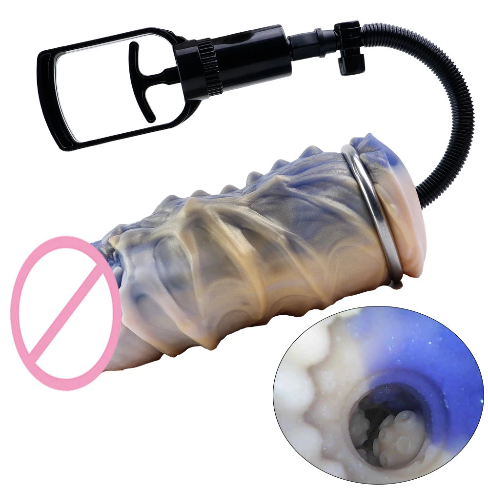 GEEBA Fantasy Full-channel Male Masturbator Pocket Pussy Silicone Onahole for Men with Textured Tunnel Suction Function Stroker