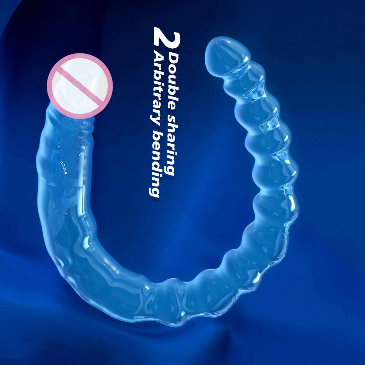 Jelly Blue Dildos Penis U Shape Double Head Dildo Soft Silicone Vagina Anus Massager Anal Plug Gay Adult Sex Toys for Women Men