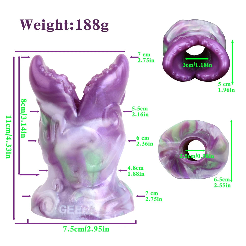 GEEBA Fantasy Multi Eyed Texture Male Masturbator Linked Tail Sex Toys for Men Soft Silicone Pocket Pussy Monster Men's Stroker