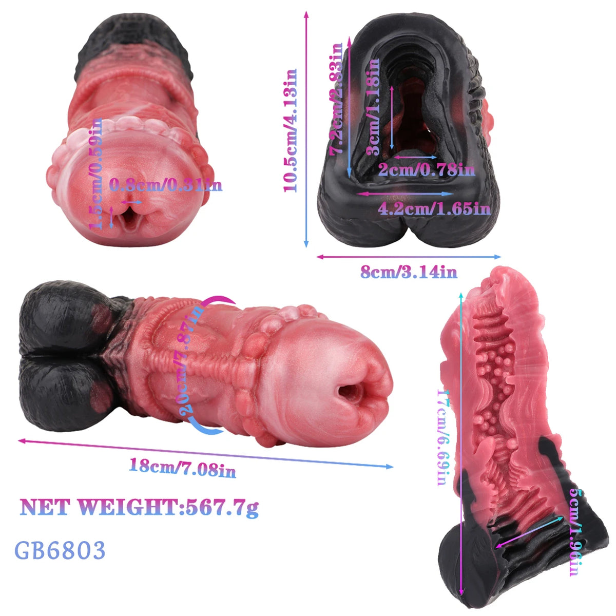 GEEBA Realistic Animal Dick Design Male Masturbator Ultra-Soft Silicone Pocket Pussy Men's Stroker Adult18+ Onahole Sex Products