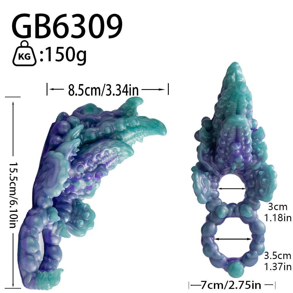 GEEBA Fantasy Multi Eyed Texture Male Masturbator Linked Tail Sex Toys for Men Soft Silicone Pocket Pussy Monster Men's Stroker