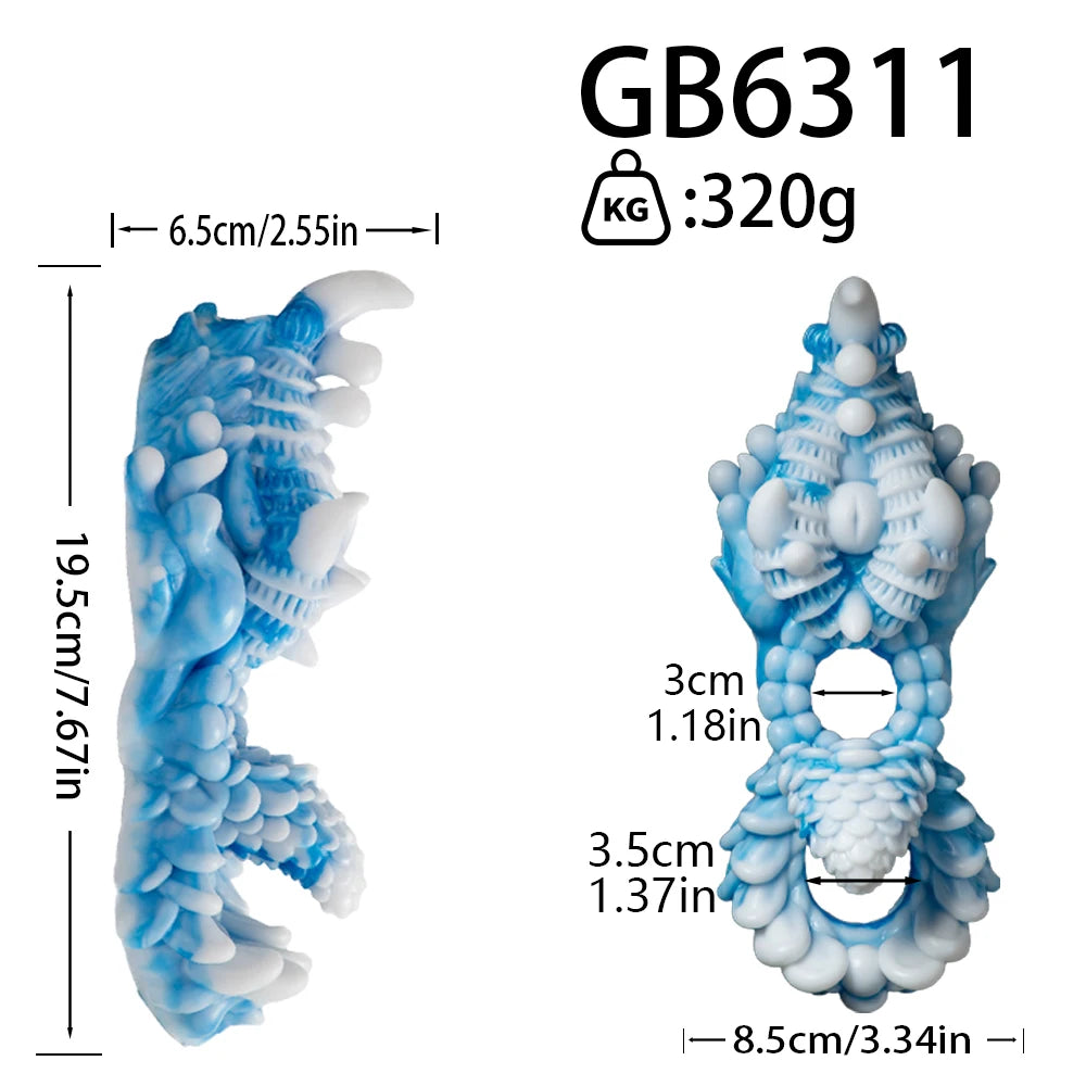 GEEBA Fantasy Multi Eyed Texture Male Masturbator Linked Tail Sex Toys for Men Soft Silicone Pocket Pussy Monster Men's Stroker