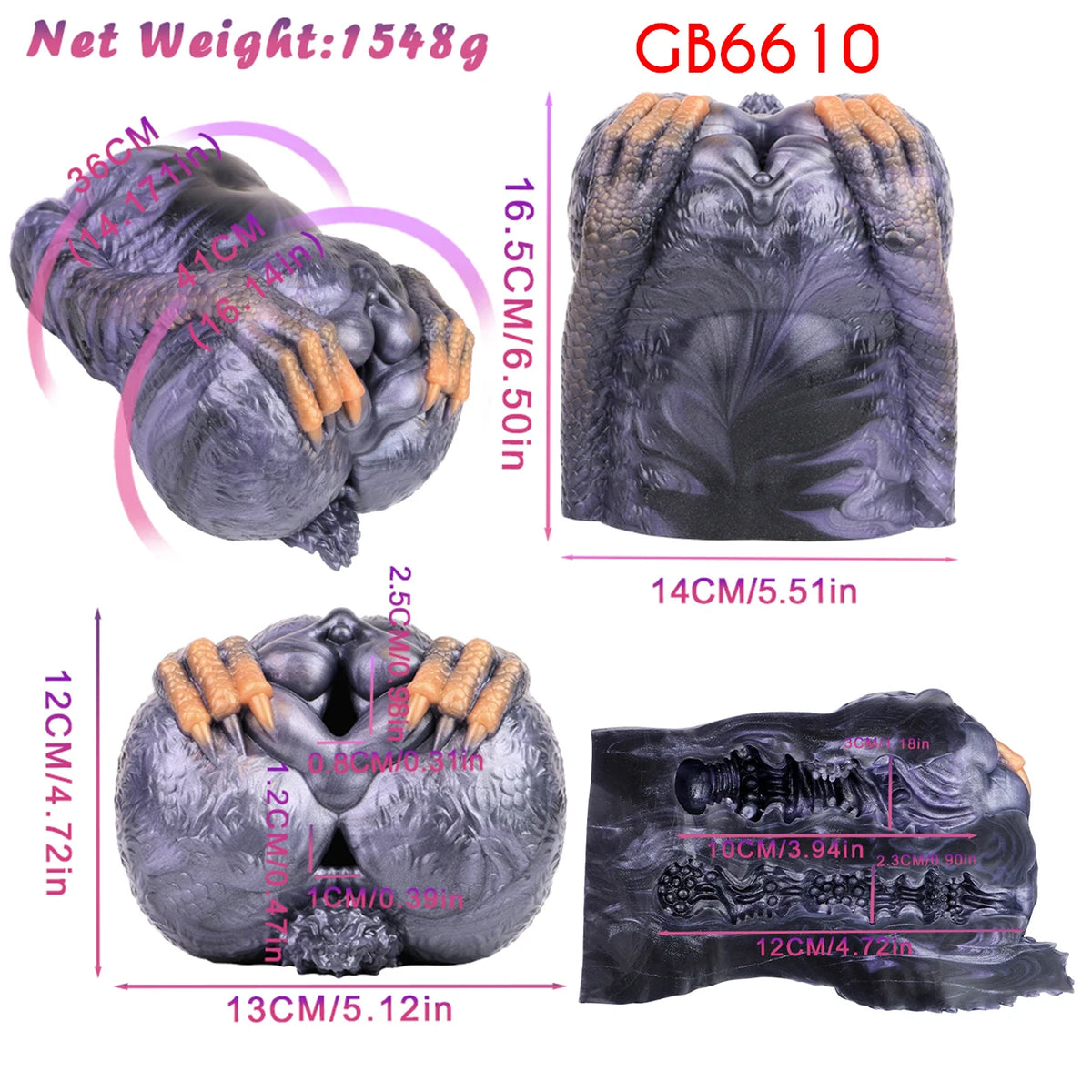 GEEBA Fantasy Monster Dildo 2 in 1 Male Masturbator Futa Dragon Pocket Pussy Onahole Artificial Vagina Anal Plug Sex Toy for Men
