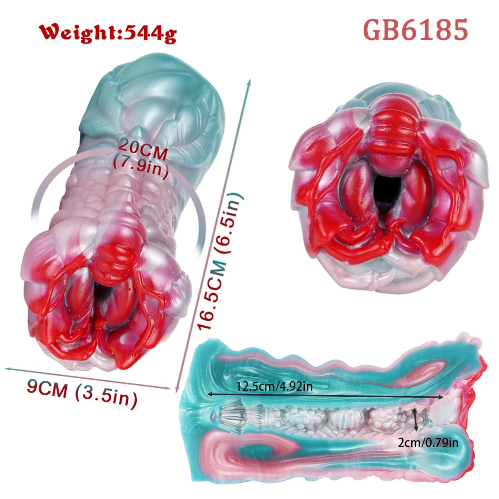 GEEBA 1.16lb Alien Monster Male Masturbator Soft Silicone Pocket Pussy Textured Sleeve Adult Sex Toys for Men Reusable Onahole