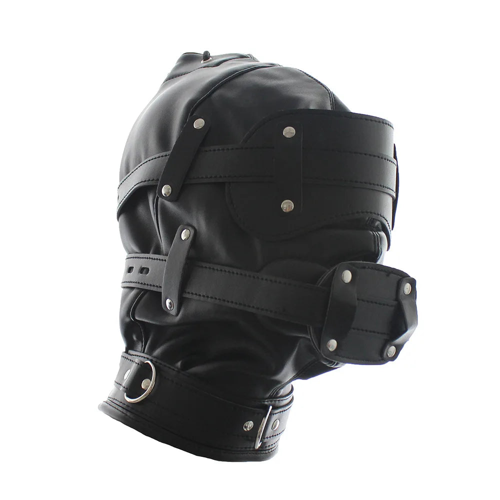 Dildo Mouth Gag Hood Headgear BDSM Woman Mouth Ball Bondage Gear Hood Toys Adult SM Slave Sex Games Female Mask Detachable Toys