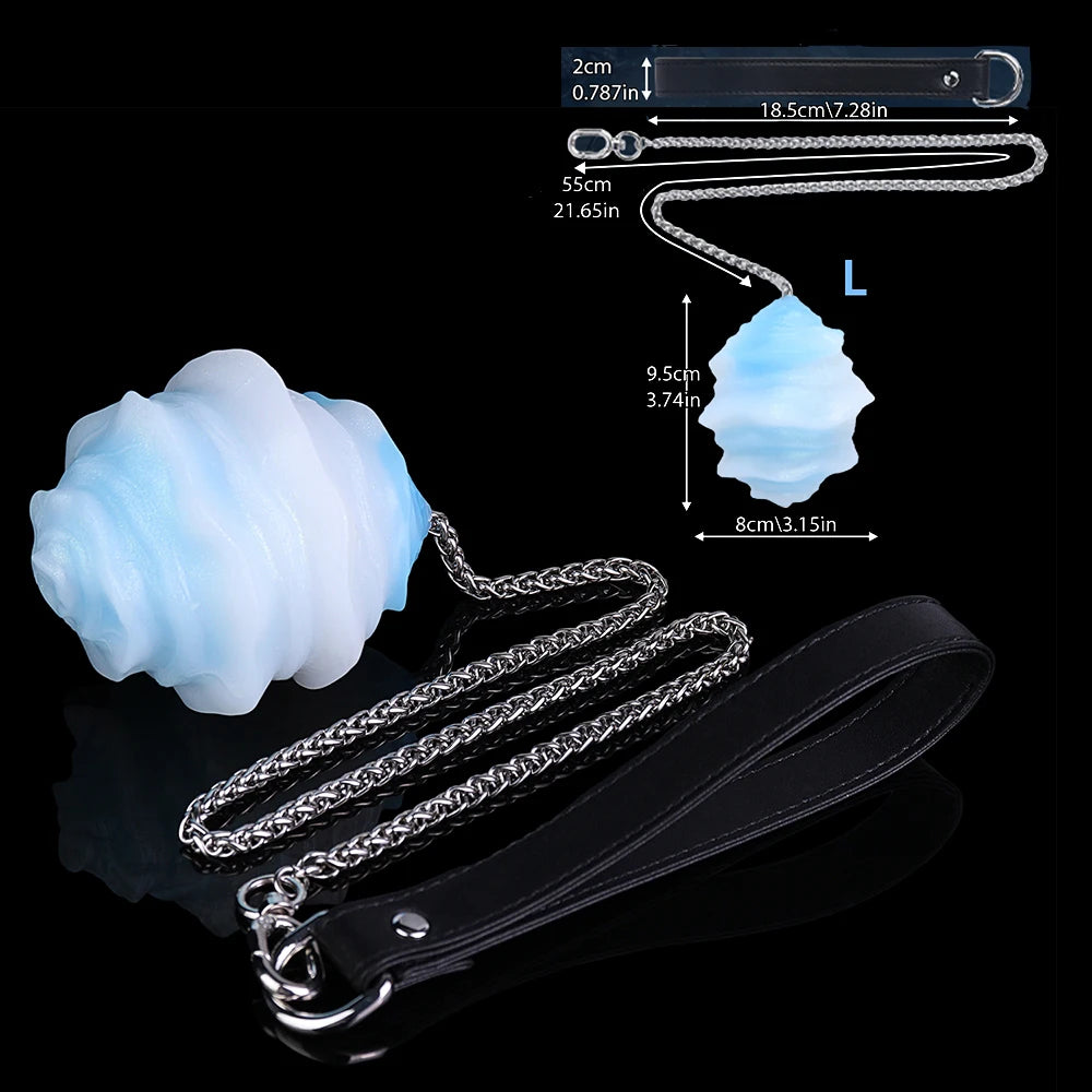 YOCY Fantasy Egg Toys With Long Chain Platinum Silicone Anal Plugs Balls Anus Vaginal Expanding Eggs BDSM Sex Toy For Women Men