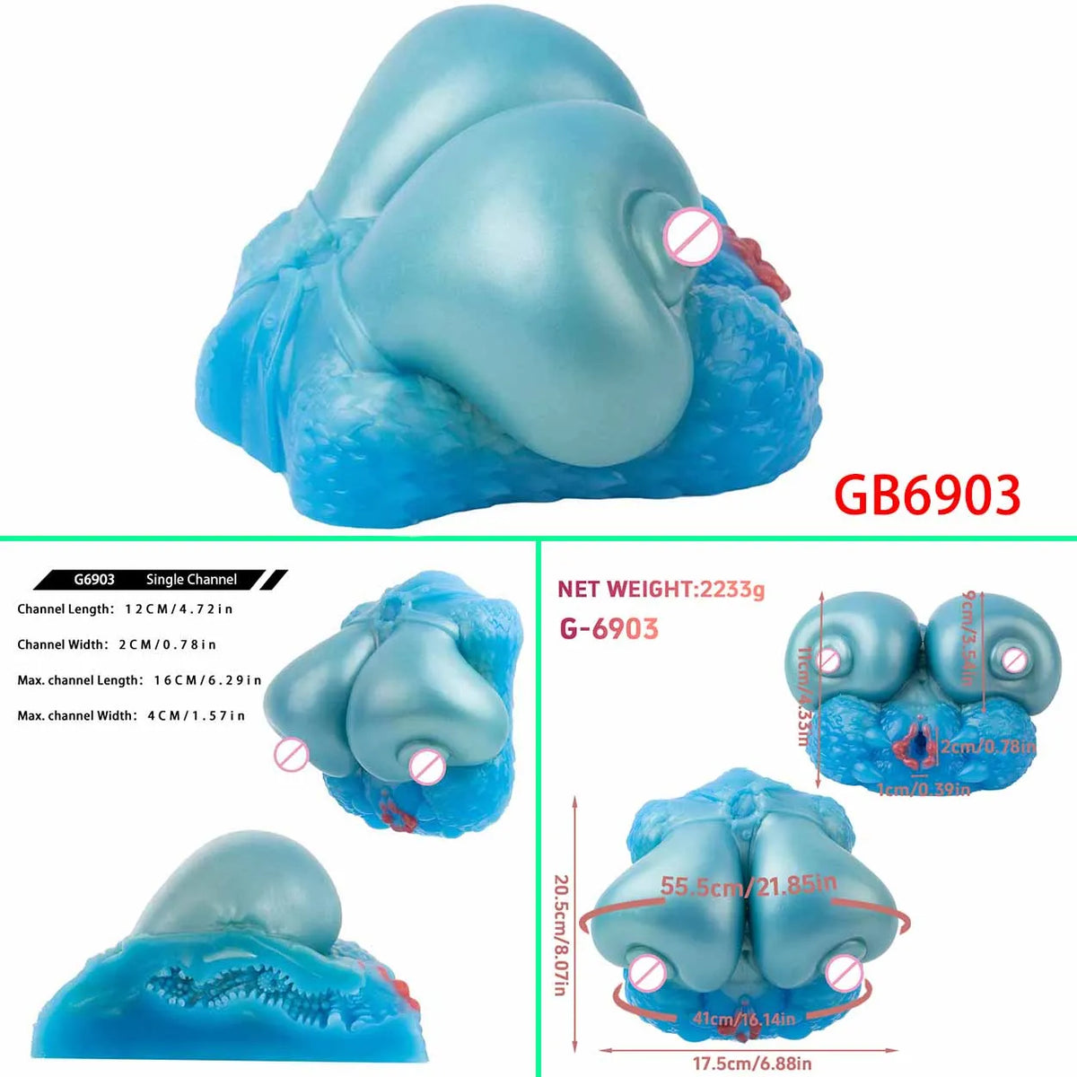 GEEBA Male Masturbator Unique Quad-Breast Alien Design Soft Silicone Pocket Pussy Realistic Texture Adult Onshole Men's Stroker