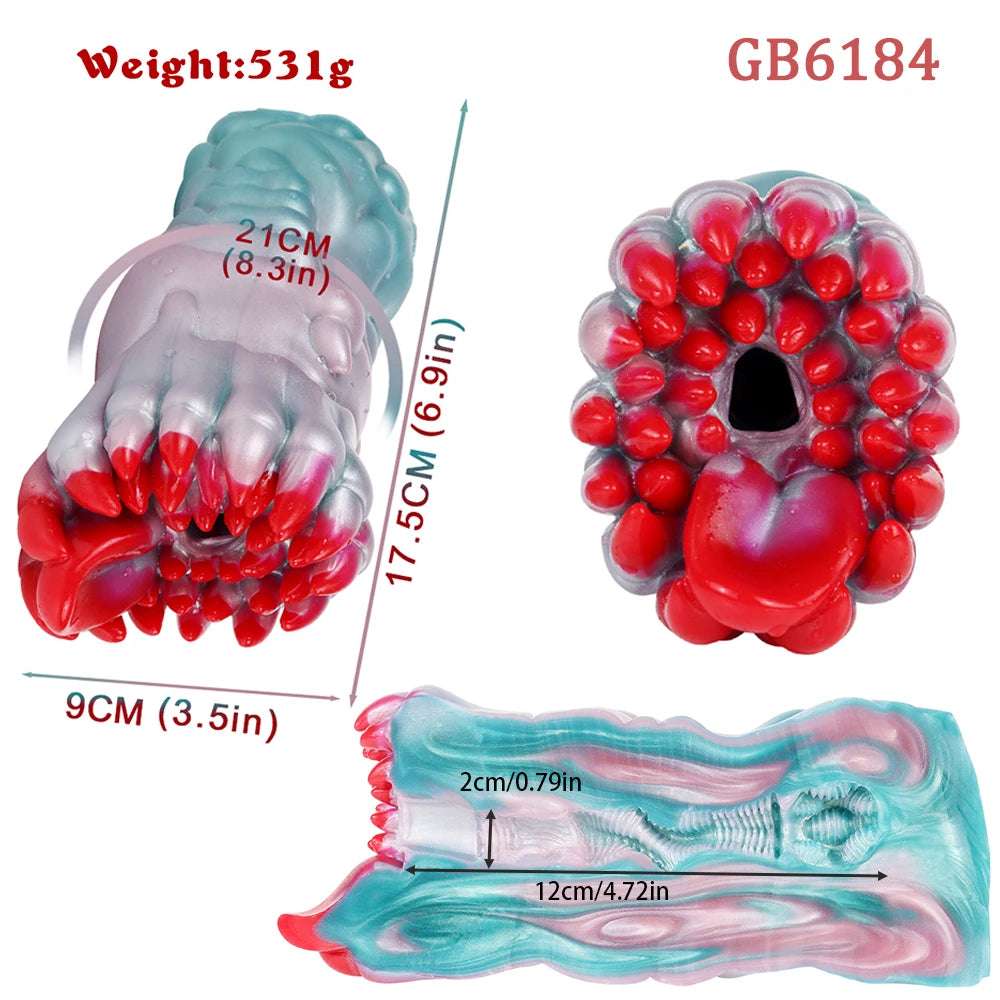 GEEBA 1.16lb Alien Monster Male Masturbator Soft Silicone Pocket Pussy Textured Sleeve Adult Sex Toys for Men Reusable Onahole